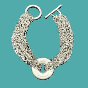 Tiffany Sterling Silver Circle Mesh Bracelet With Pouch